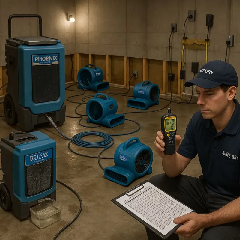 Structural Drying and Dehumidification process in Wyldwood, TX